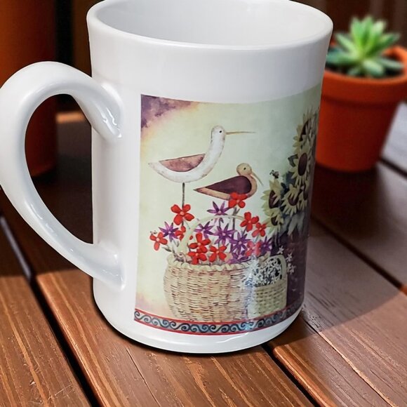 Vintage Essential Home Coffee Mug by Debi Hron - Sunflowers and Birds - Picture 4 of 6